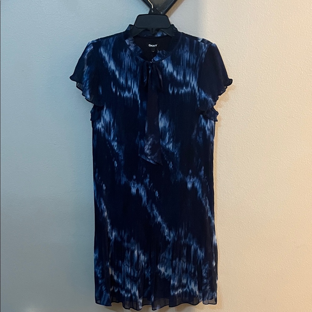 DKNY Navy Tie-Dye Midi Dress